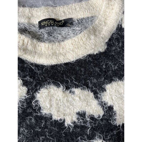 Kingsland Womans Vtg Fuzzy Knit Sweater Size XL Pullover Leopard Print Angora - Picture 2 of 6